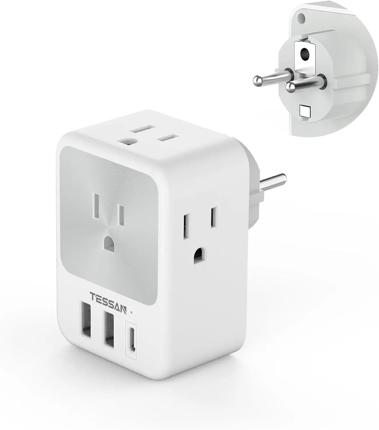 TESSAN US Plug Power Strip with 4AC Outlet and 3USB Charging Port Multi-Contacts Electrical Socket with Surge Protector for Home