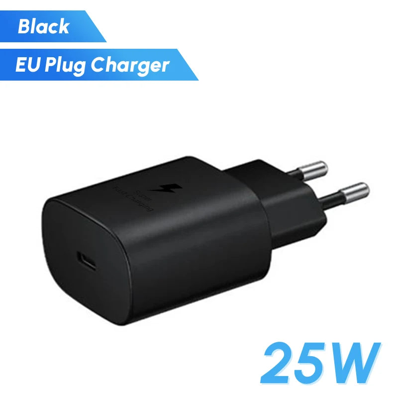4-Original Samsung 25w Super Fast Charger PD Type C EU US Adapter Galaxy S25 S24 S23 S22 A56 A55 A26 A05s A54 A16 Z Fold Z Flip 6