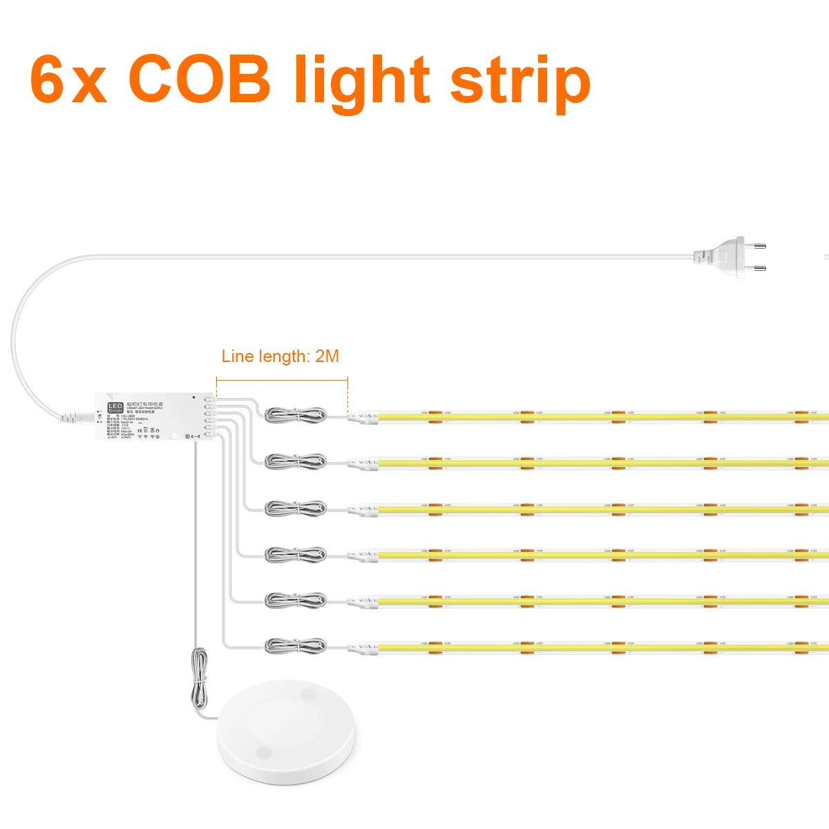Under-Cabinet COB LED Strip Light (Touch-Sensor Dimmable)