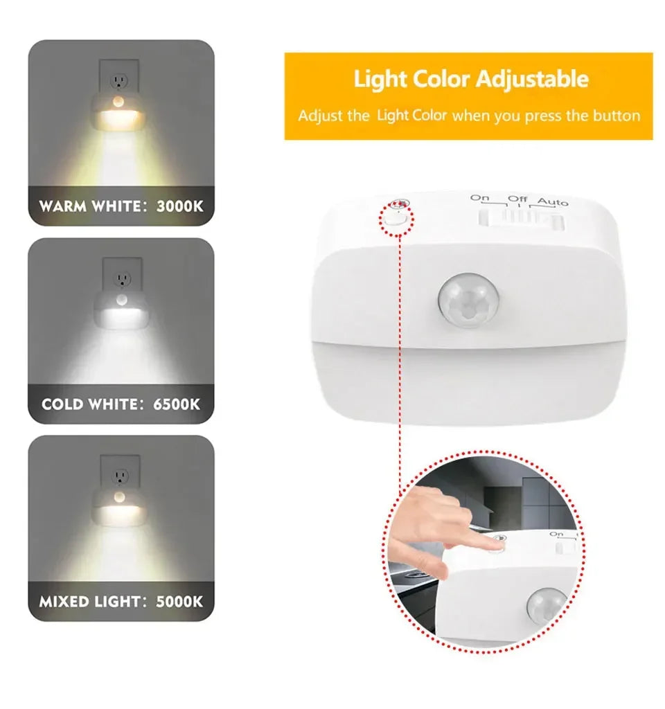 Motion Sensor EU/US Socket Plug-in LED Night Light 220V/110V Human Infrared Induction Lamp