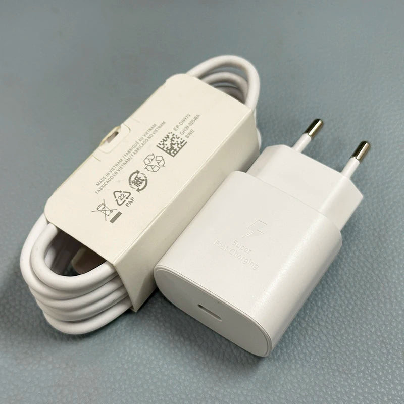 Original Samsung 25w Super Fast Charger PD Type C EU US Adapter Galaxy S25 S24 S23 S22 A56 A55 A26 A05s A54 A16 Z Fold Z Flip 6