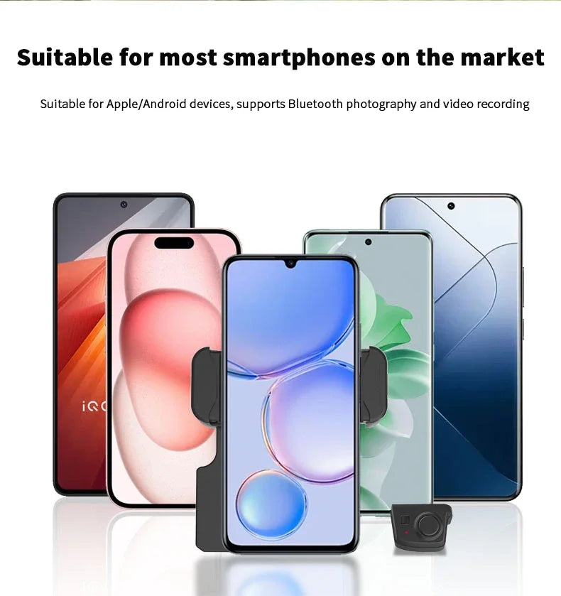 1-Smartphone Selfie Handle Phone Camera Snap Grip with Detachable Shutter Remote for iPhone 16/15/14 Vlog Video Shoot Accessory
