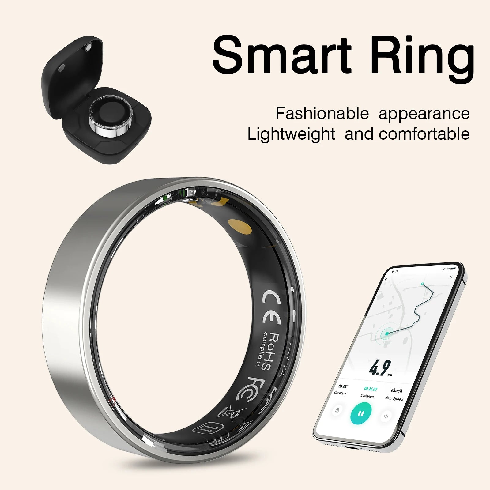 Smart ring, sleep tracking, multiple sports modes, monitor sports data, compatible with iPhone and Android, holiday gift, unisex