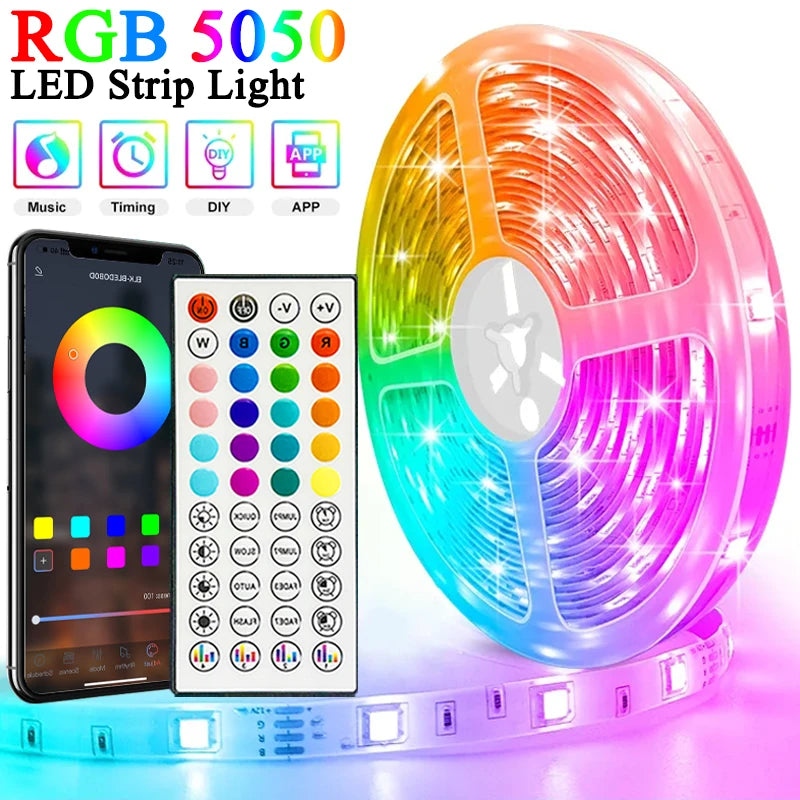 40M 131FT LED Strip Lights | App & 44-Key Remote Control | USB 5V, Music Sync RGB Flexible Tape Diode Lights for Party & Home