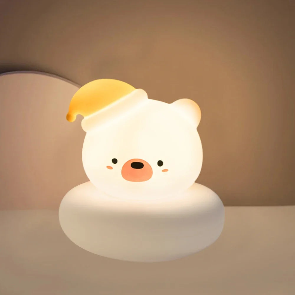 Cute Animal Night Light | Novelty 3-Level Dimmable Nursery Nightlight | USB Rechargeable Table Lamp for Breastfeeding, Toddler, Baby