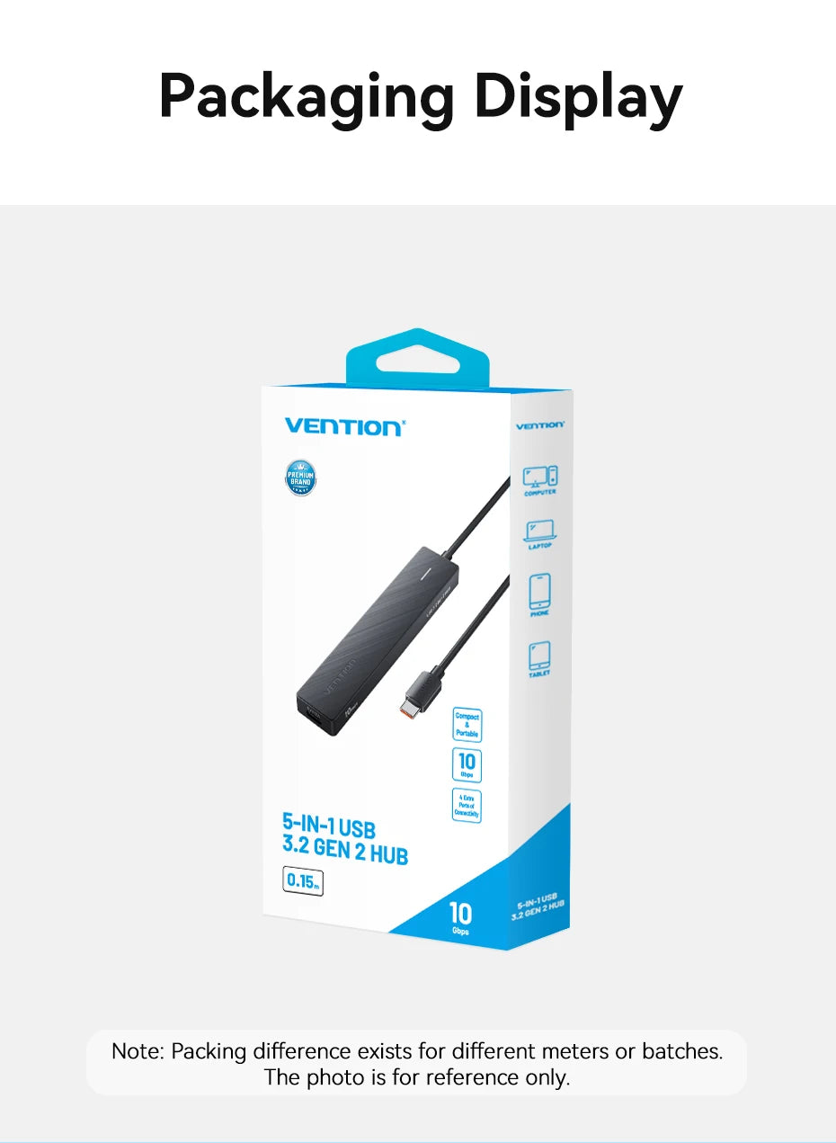 4-Vention New USB 3.2 Gen2 HUB 5 Ports Splitter 10Gbps USB A Type C HUB Multiport Adapter Laptop Expansion Desktop PC Accessories