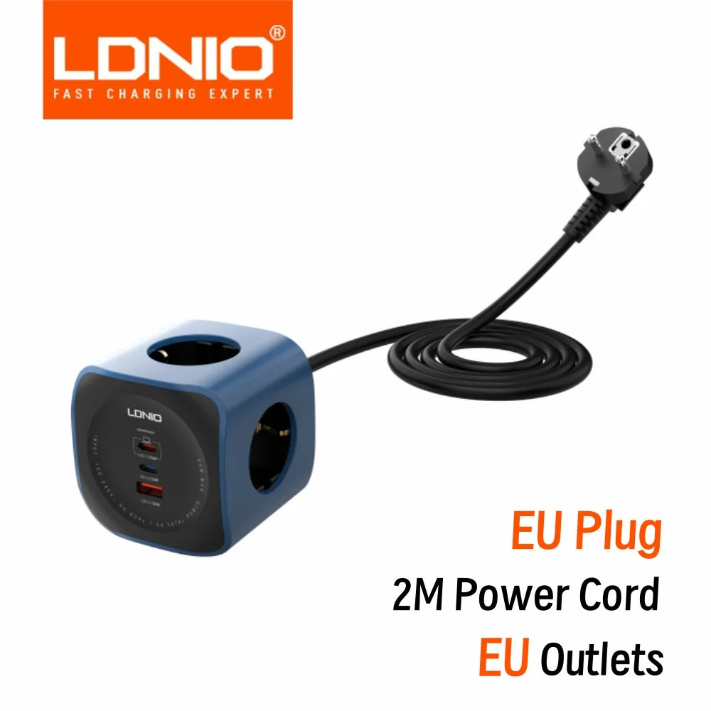 1-LDNIO Cube Power Strip 65W Charging Stations 2M Electric Extension Power Cord Uk Us Eu Plugs Adapter Usb Socket Surge Protector
