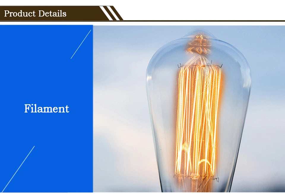 Vintage Edison Bulb E27 40w 220v Ampoule Vintage Bulb Edison Lamp Filament Incandescent Light Bulb Indoor Decor Edison Lamp