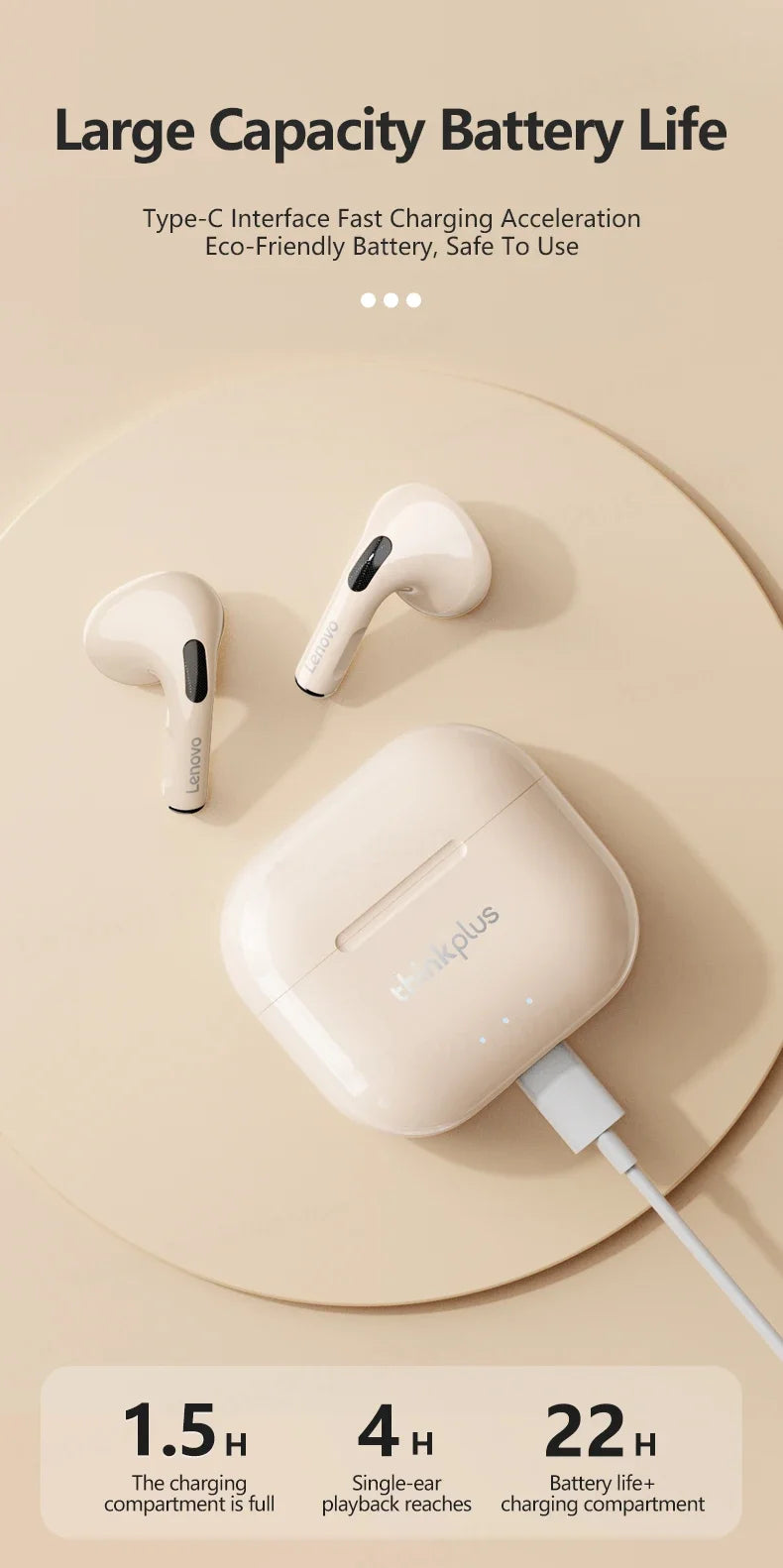 Original Lenovo LP40 Plus Wireless Headphones TWS 5.3 Bluetooth Headset Music Game Earphones Sport Call Noise Reduction Eaubuds