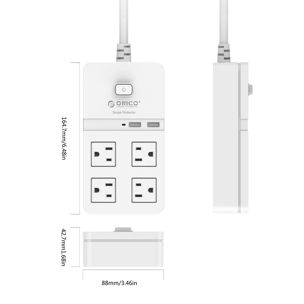US_plug_power_strip_surge_protector_with_multiple_outlets_on_a_white_background