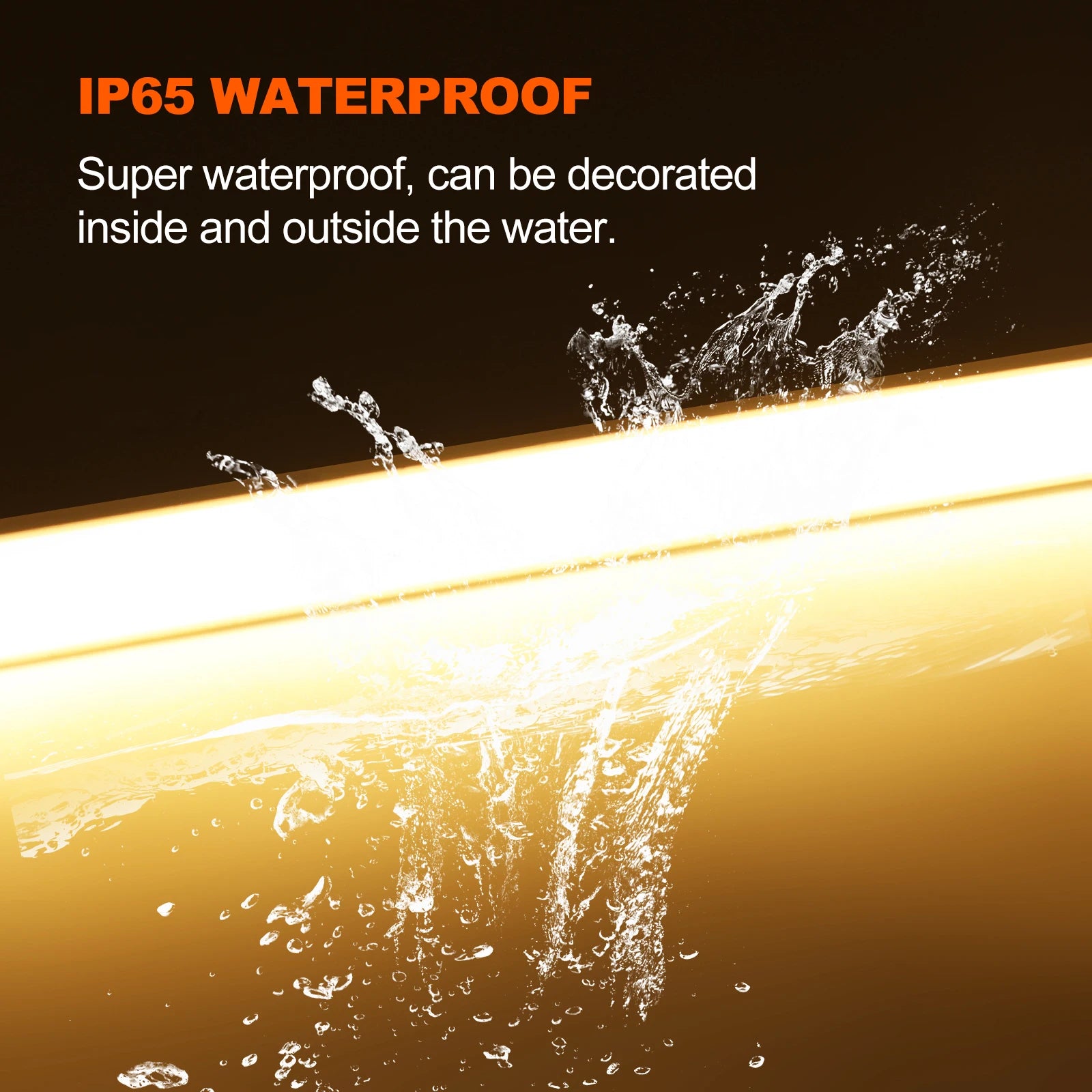Waterproof feature demonstration with water splashes on a black background