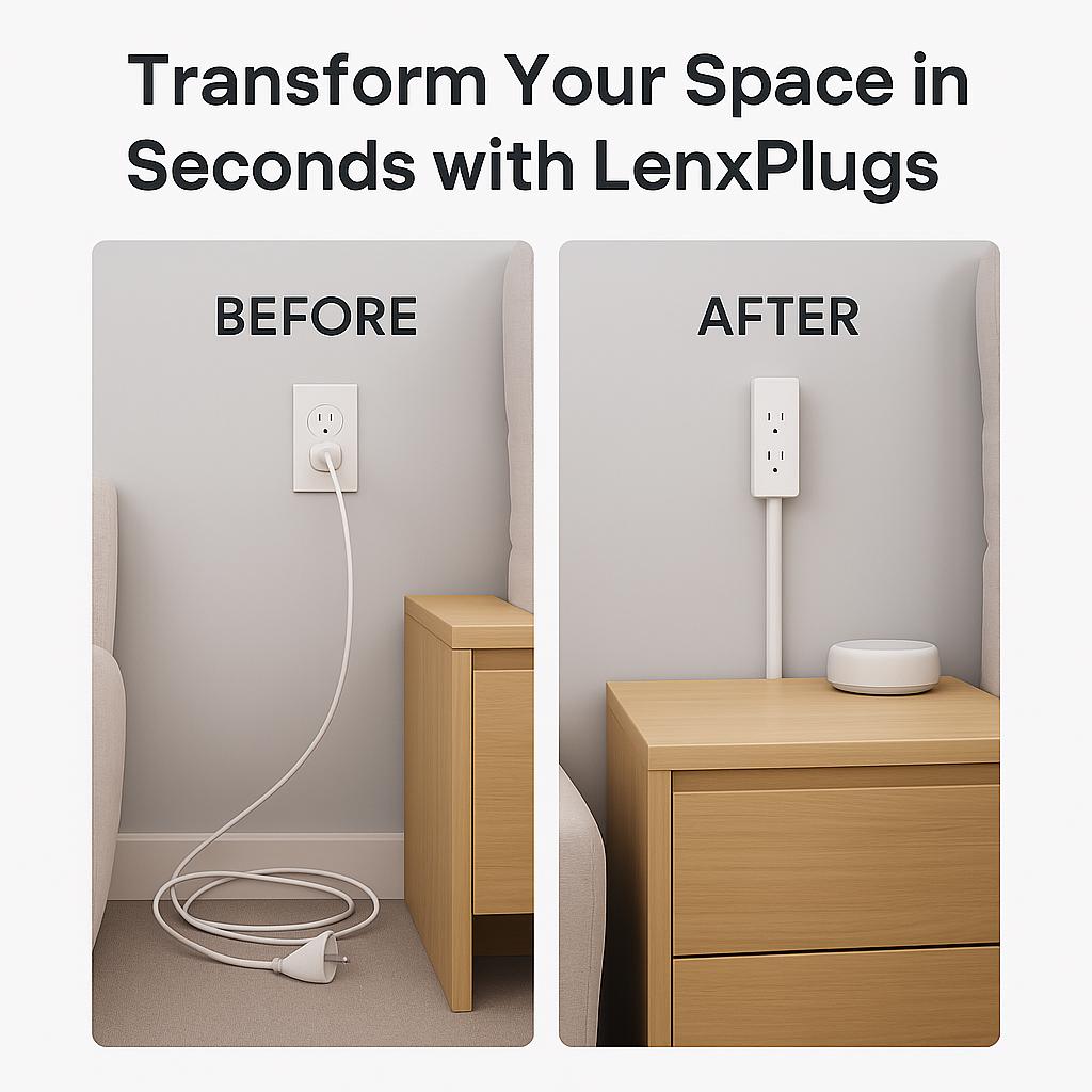-Adjustable Rotation Power Strip Extender with USB Ports and Mobile Holder for Home Office and Travel