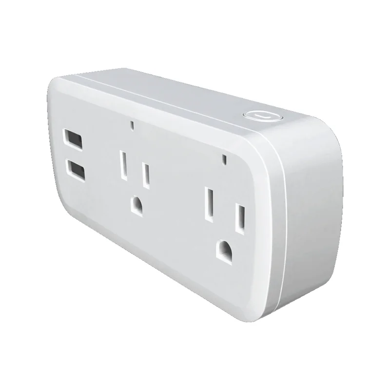 White smart plug on a white background