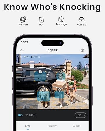 ieGeek Video Doorbell Wireless with Chime 2K HD Doorbell Camera, Smart Home Security Door Bell Voice Message and Changer
