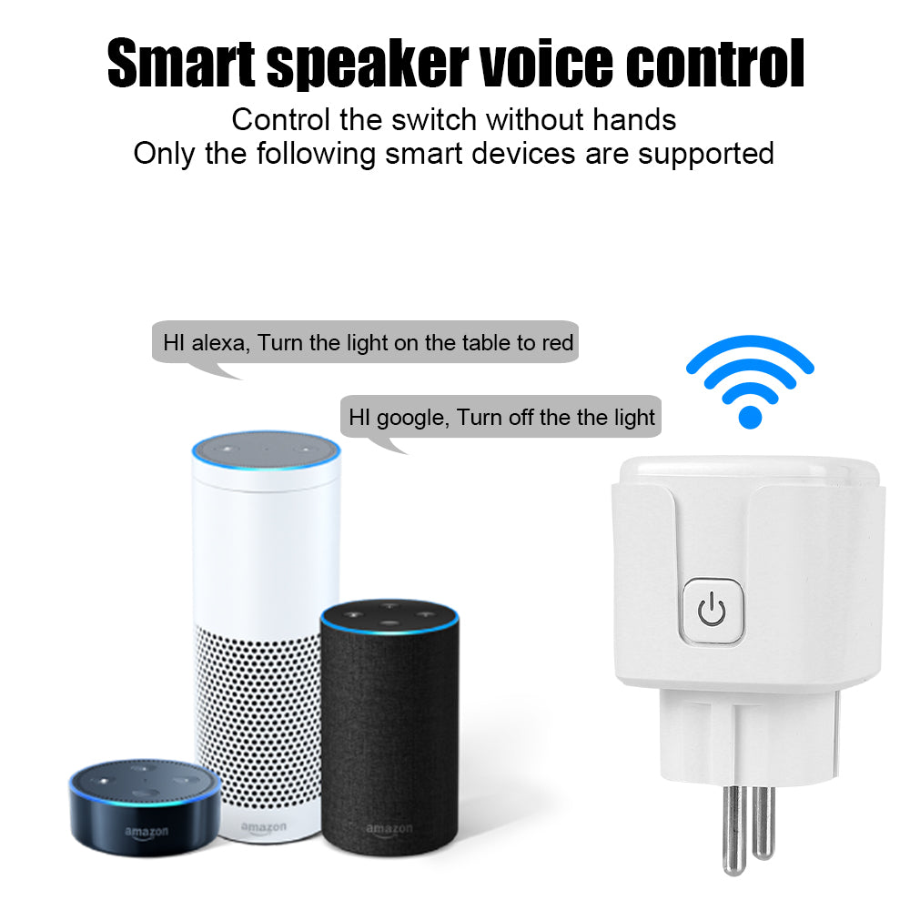 2-Smart Plug Work with Alexa Google Home Assistant WiFi EU/US/BR Socket Tuya Life APP Power Monitor Timer 16A Wall Charger