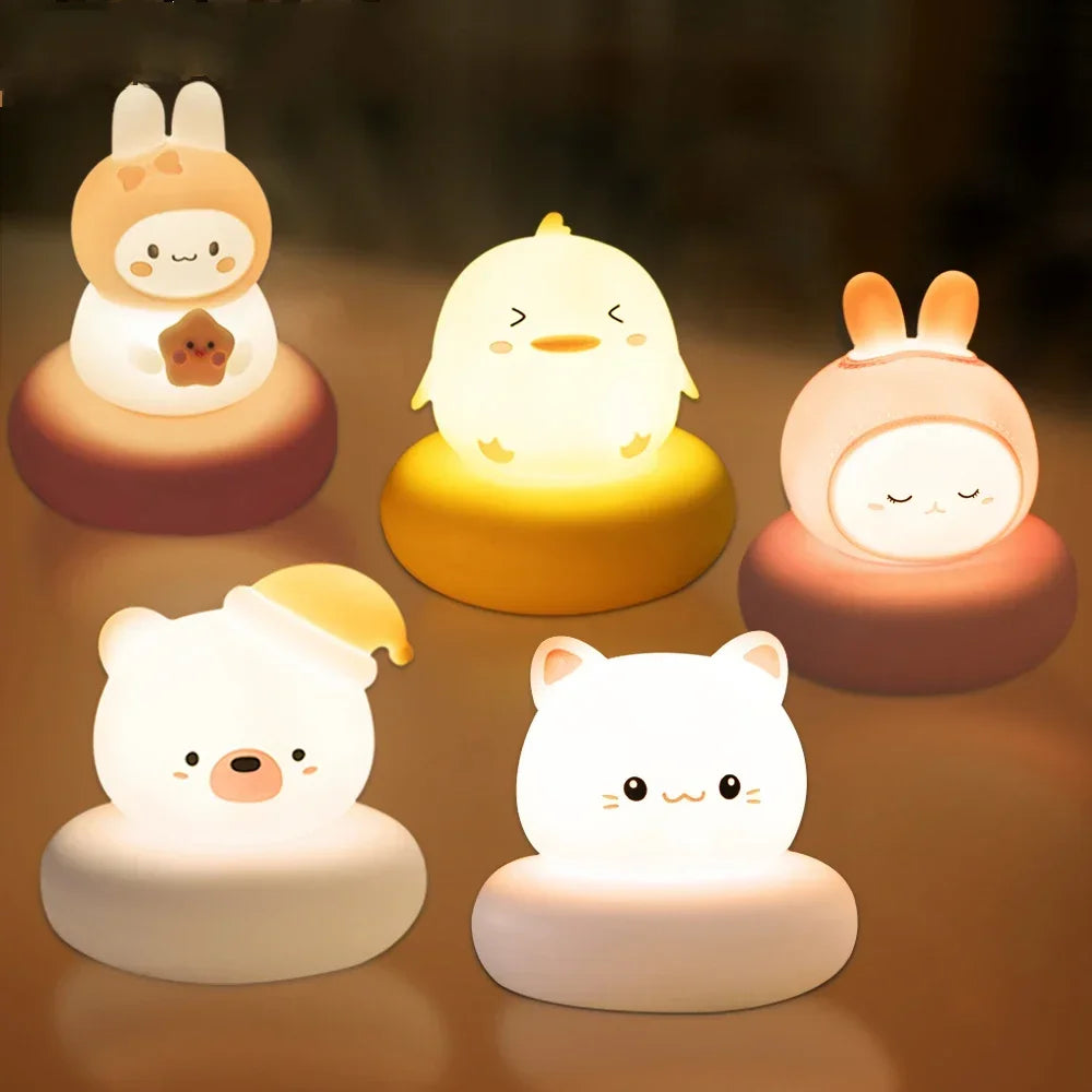 The Cute Animal Night Light providing soft, comforting light in a child's room