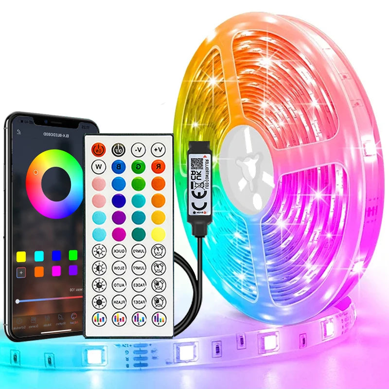 App control interface for the 40M LED Strip Lights showing different color and mode options.


