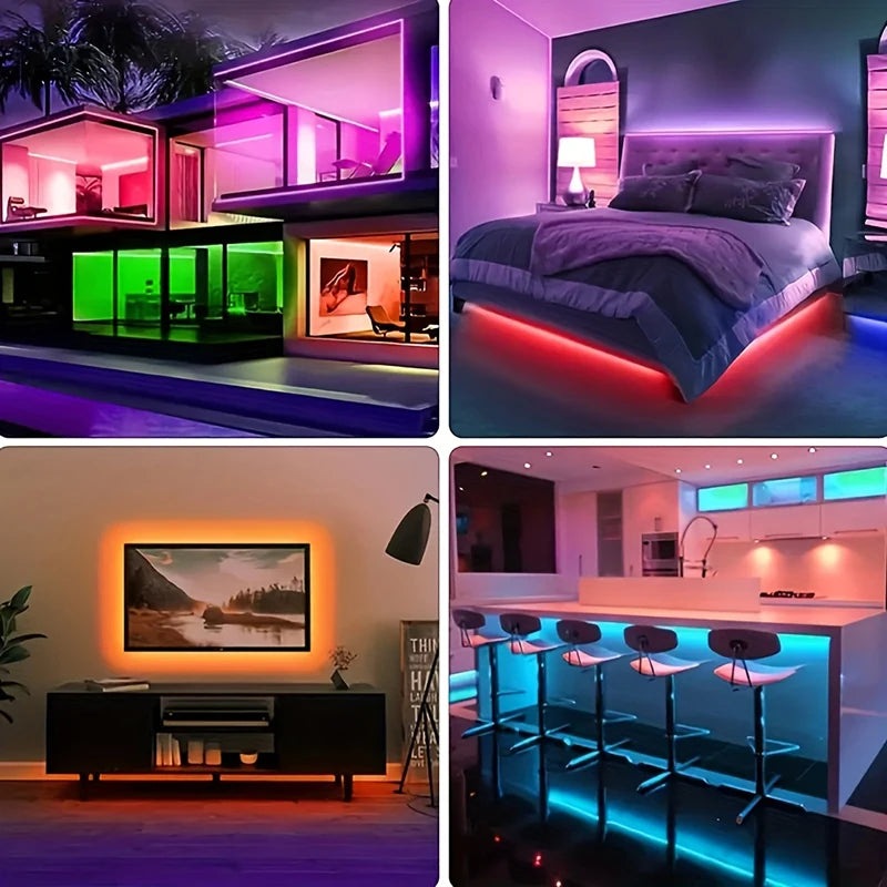  LED Strip Lights with music sync feature changing colors with the beat of music