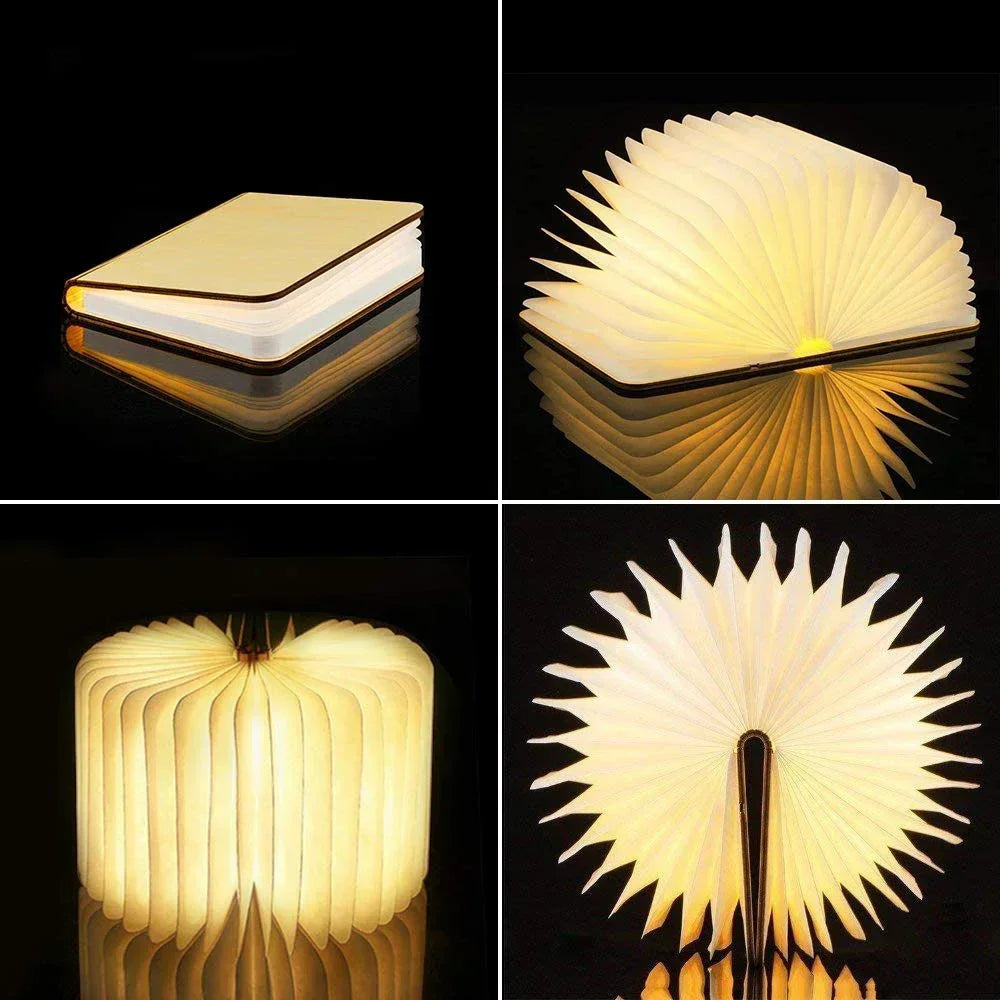 Magnetic folding book light folded flat for portability