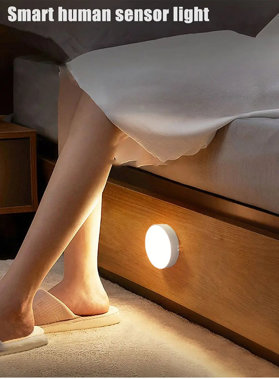 Magnetic installation of the Motion Sensor Night Light on a metal surface