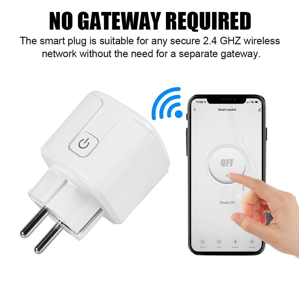 2-Smart Plug Work with Alexa Google Home Assistant WiFi EU/US/BR Socket Tuya Life APP Power Monitor Timer 16A Wall Charger