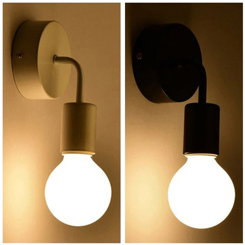 Nordic modern iron wall lamp in matte black with E27 socket