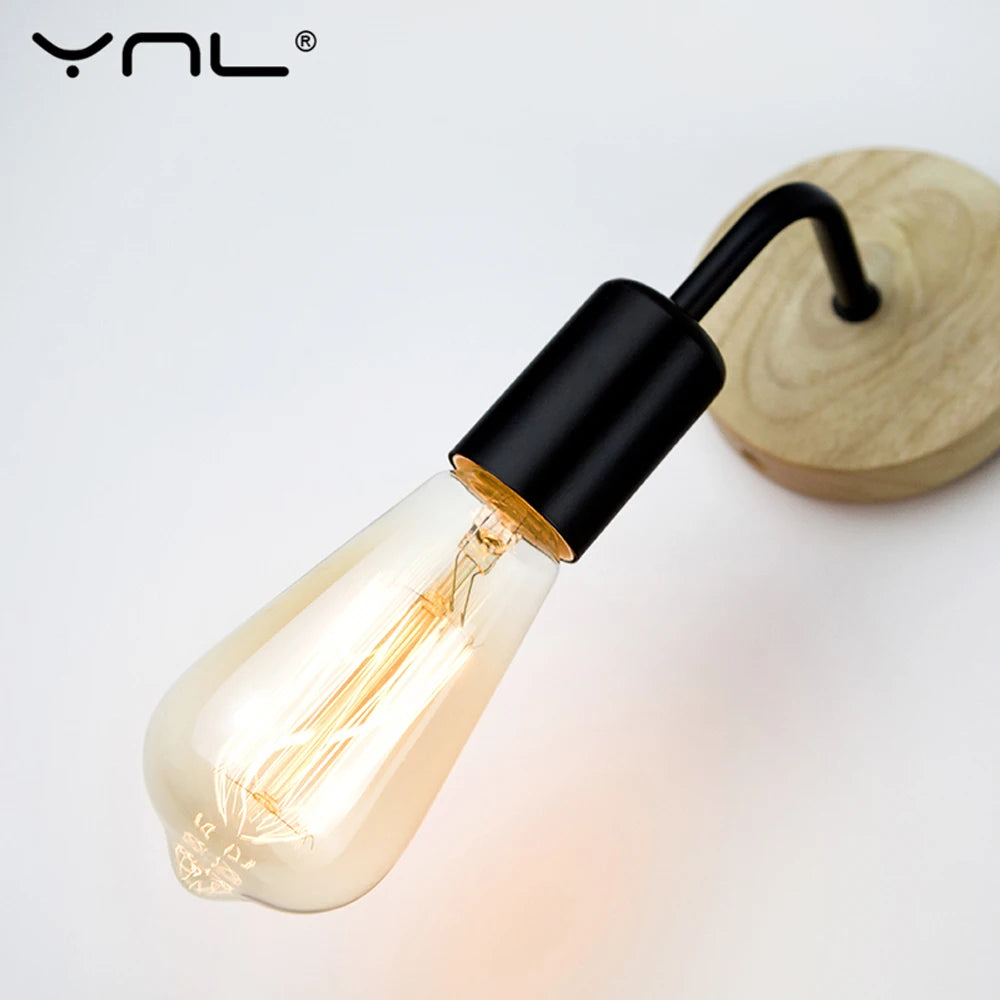 Scandinavian style wooden wall light fixture for bedroom and living room