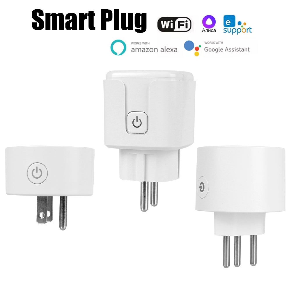 2-Smart Plug Work with Alexa Google Home Assistant WiFi EU/US/BR Socket Tuya Life APP Power Monitor Timer 16A Wall Charger