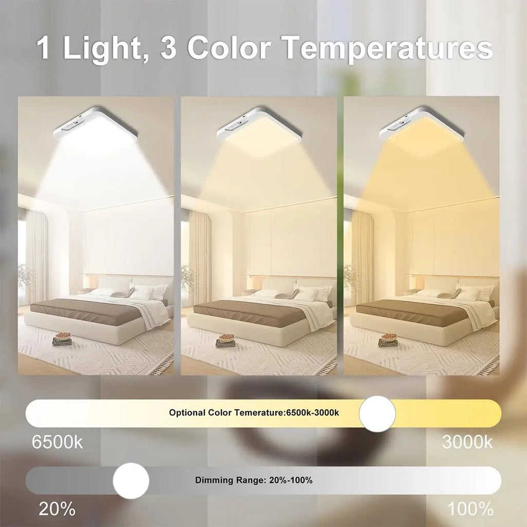 USB-rechargeable ceiling-mounted LED light with motion sensor