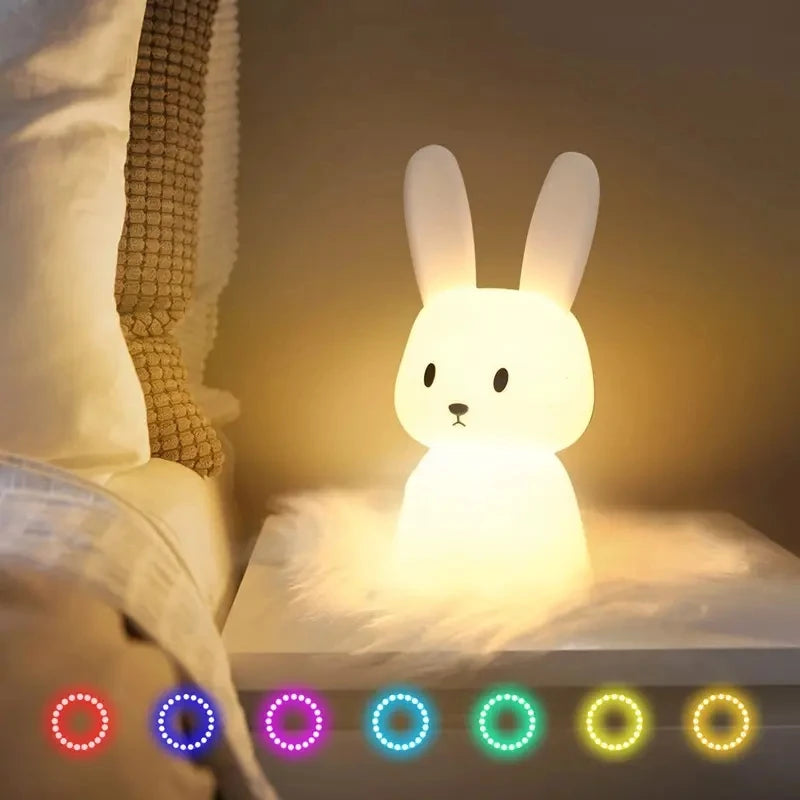 Cute silicone rabbit night light—front view