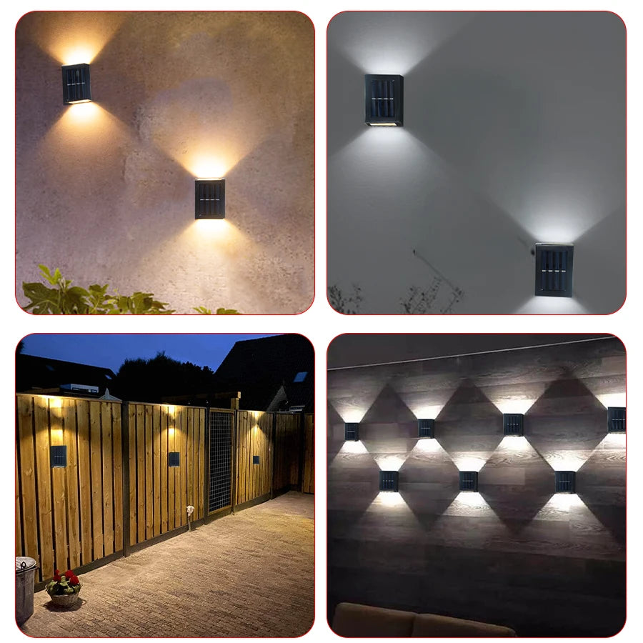 Up-and-down lighting effect of the Solar Wall Lamp showcasing its luminous power