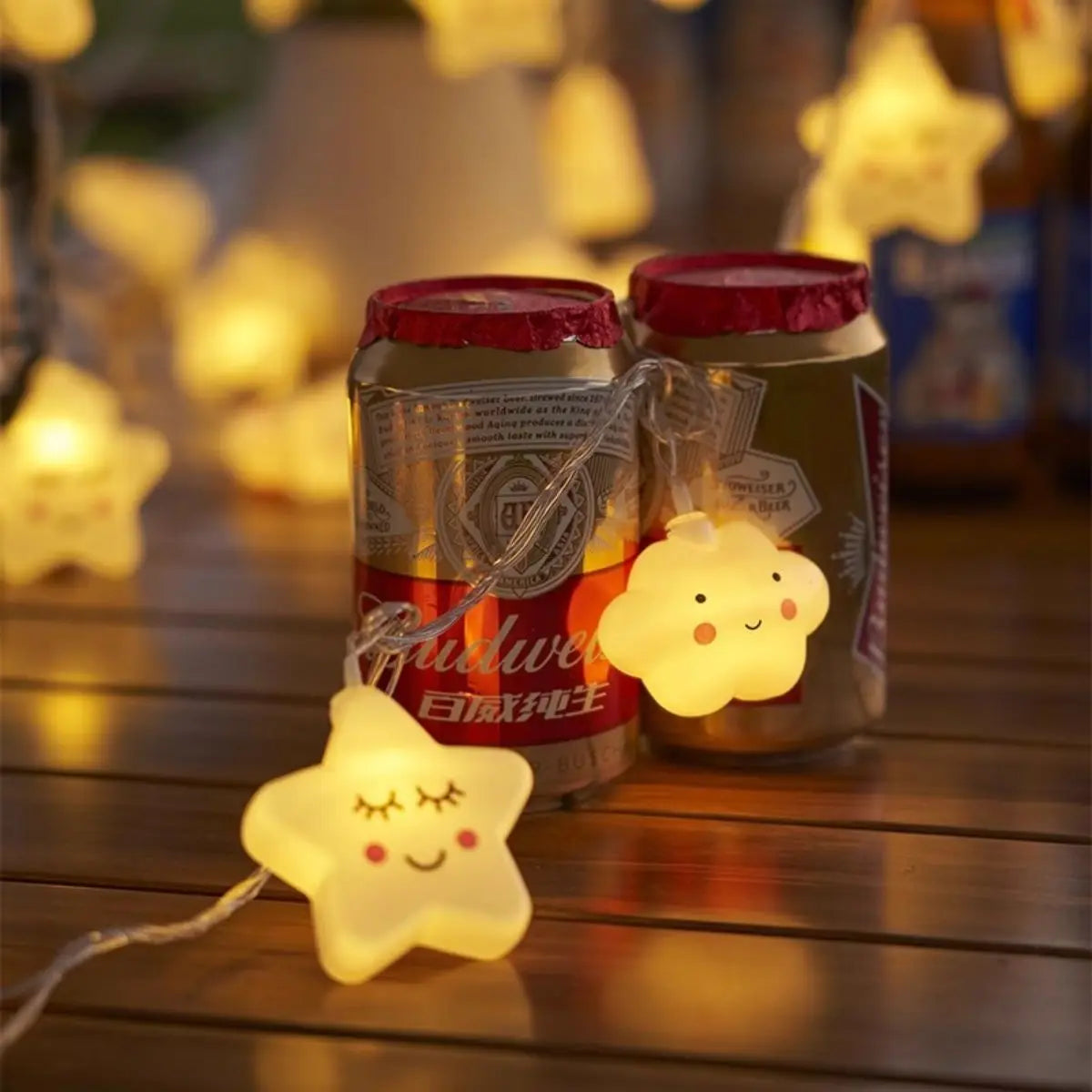 Battery-powered Star LED String Lights, perfect for outdoor and indoor use