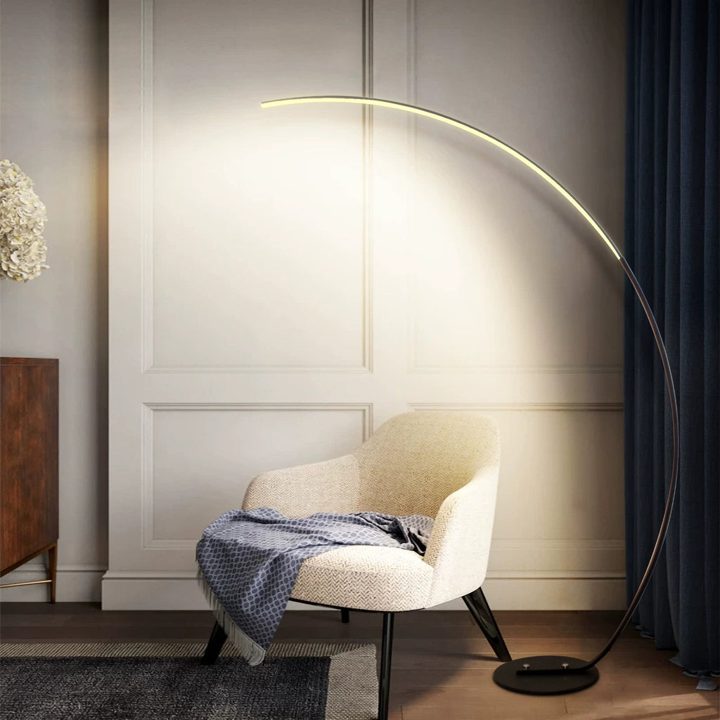 "Durable metal base curve floor lamp for modern home decor"
