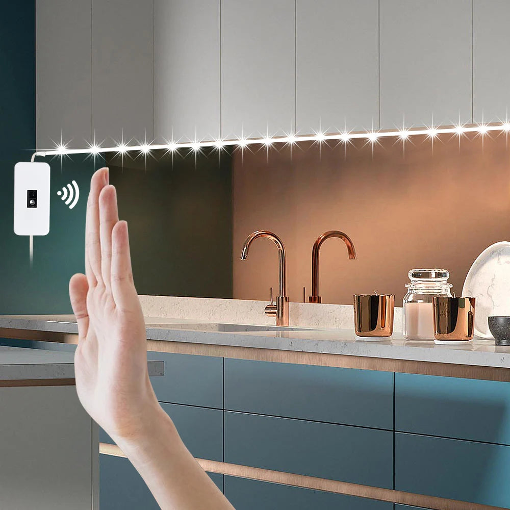 LED strip for TV/kitchen with hand-sweep motion control
