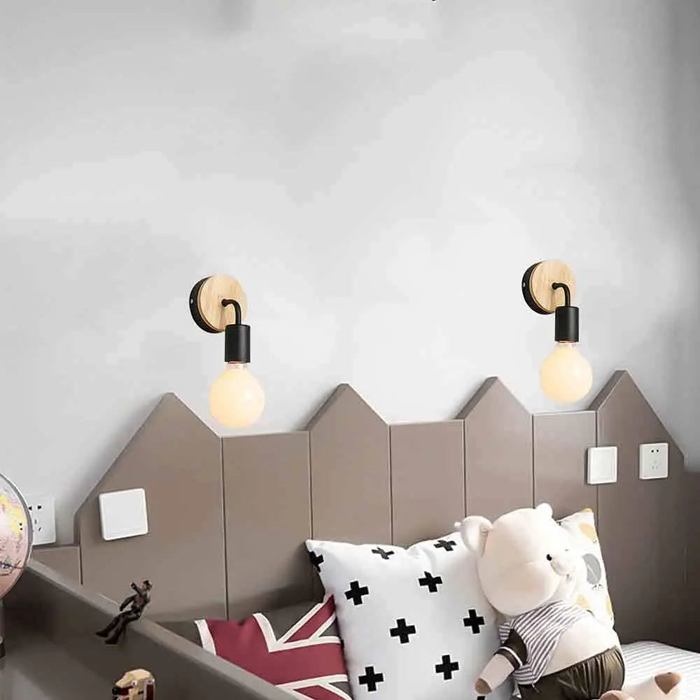 vintage wall light installed in a cozy bedroom interior